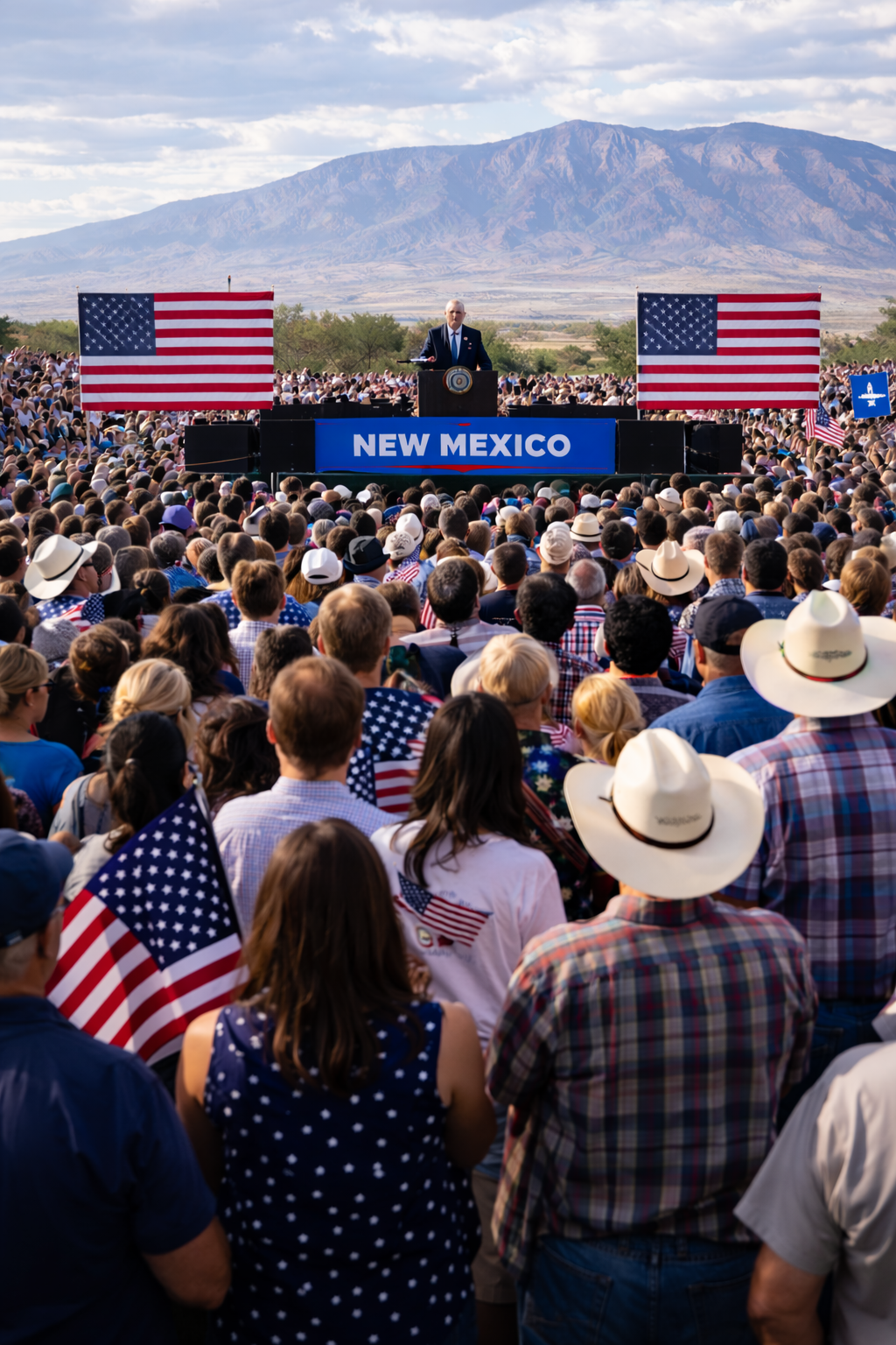 Political rally in New Mexico's evening light